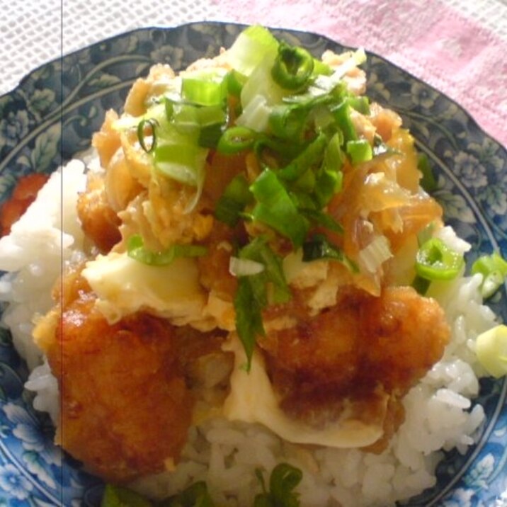 冷凍つくりおきした唐揚げで☆親子丼